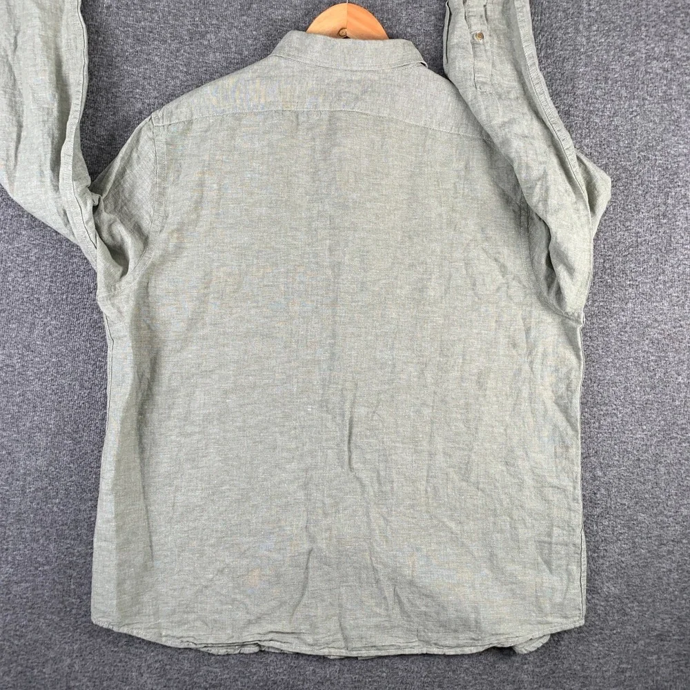 Banana Republic Linen Shirt Men Extra Large Green Bay Leaf Old Money Coastal NEW